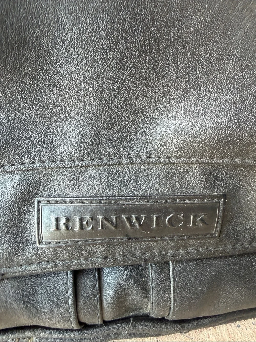 Renwick Black Laptop Messenger Briefcase Faux Leather Work Travel Bag